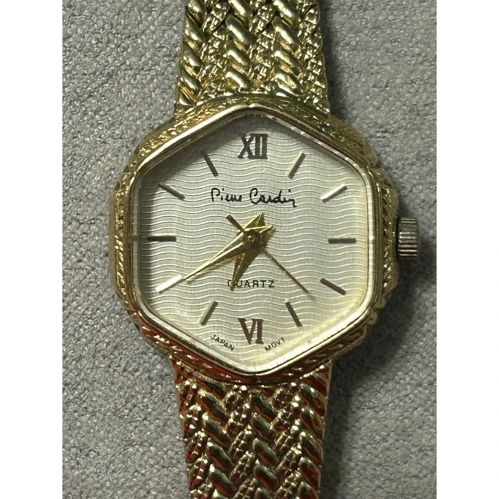 Vintage PIERRE CARDIN Designer Quartz Gold Plated Ladies Watch with Bracelet